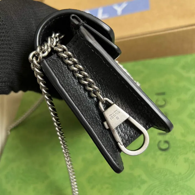 Gucci 476432 Dionysus GG Super Mini Bag Black