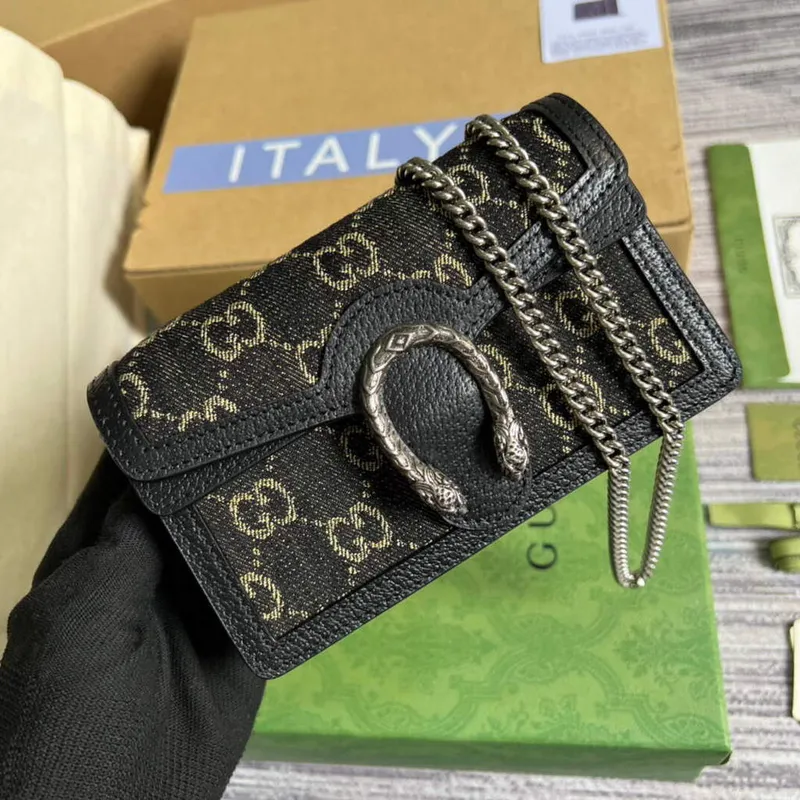 Gucci 476432 Dionysus GG Super Mini Bag Black