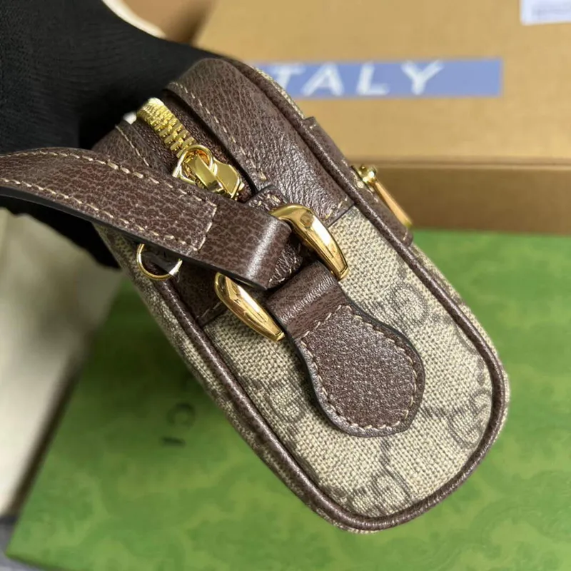 Gucci 517350 Ophidia GG Supreme Mini Bag Beige Ebony