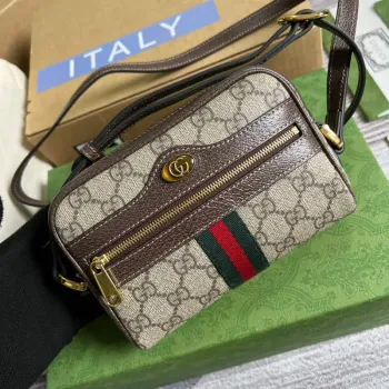 Gucci 517350 Ophidia GG Supreme Mini Bag Beige Ebony
