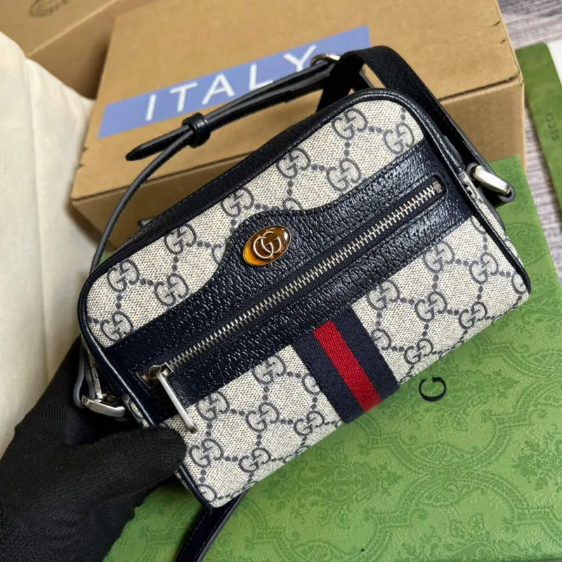 Gucci 517350 Ophidia GG Mini Bag Beige Blue