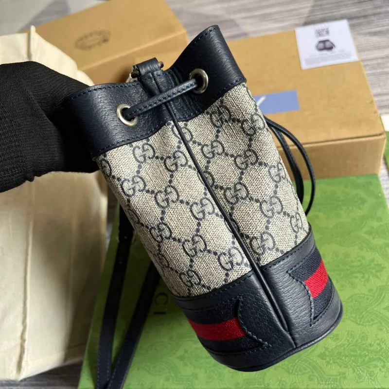 Gucci 550620 Ophidia Mini GG Bucket Bag Beige Blue