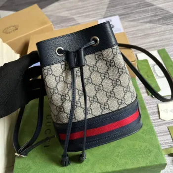 Gucci 550620 Ophidia Mini GG Bucket Bag Beige Blue