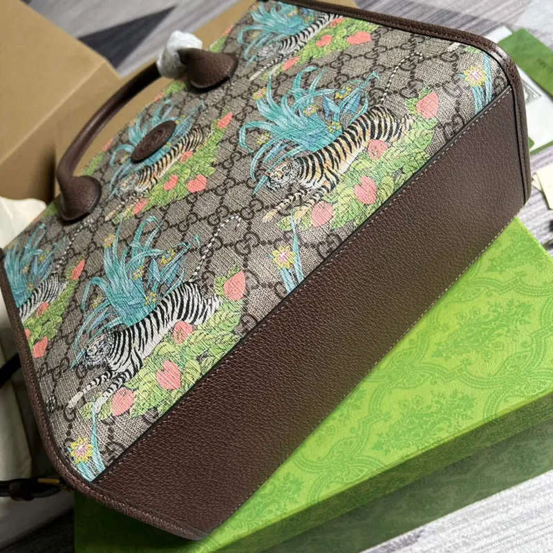 Gucci 659983 GG Small Tote Bag Brown Blue