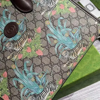 Gucci 659983 GG Small Tote Bag Brown Blue