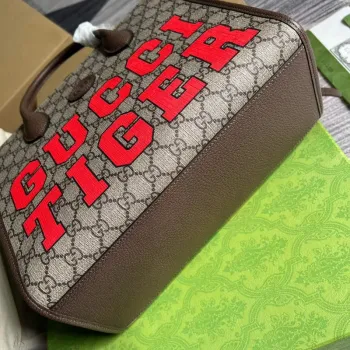 Gucci 659983 GG Small Tote Bag Brown Red