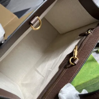 Gucci 659983 GG Small Tote Bag Brown Red