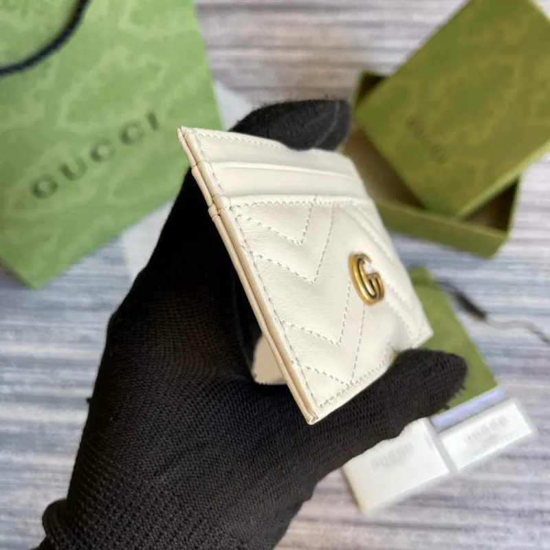 Gucci GG Marmont Card Case  443127 White