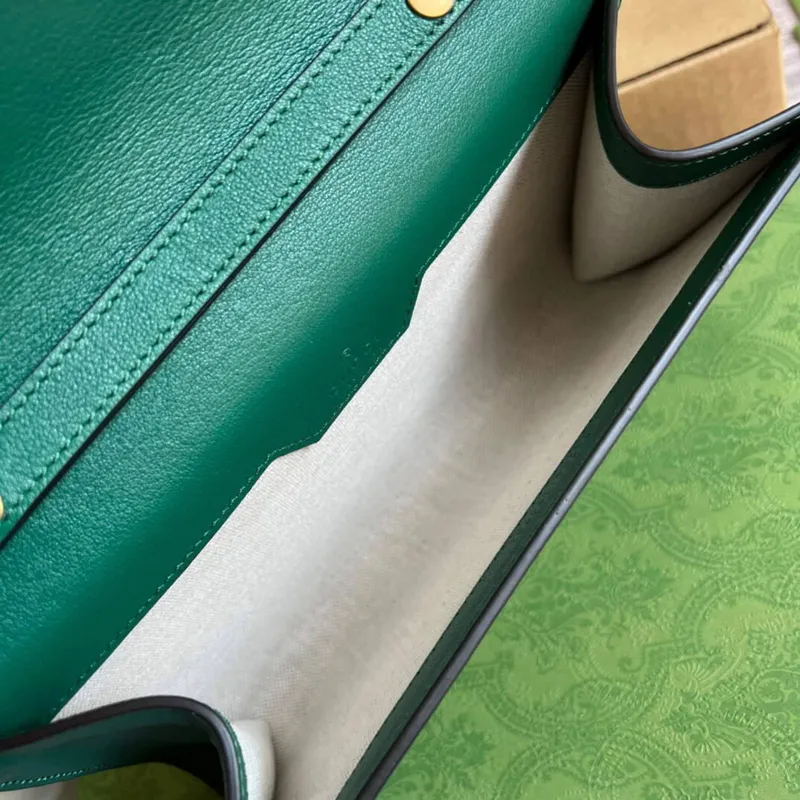 Gucci 675795 GG Large Top Handle Bag With Bamboo Green