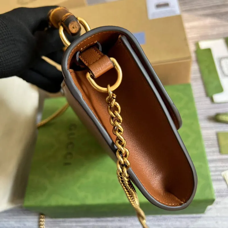 Gucci 675795 GG Large Top Handle Bag With Bamboo Brown