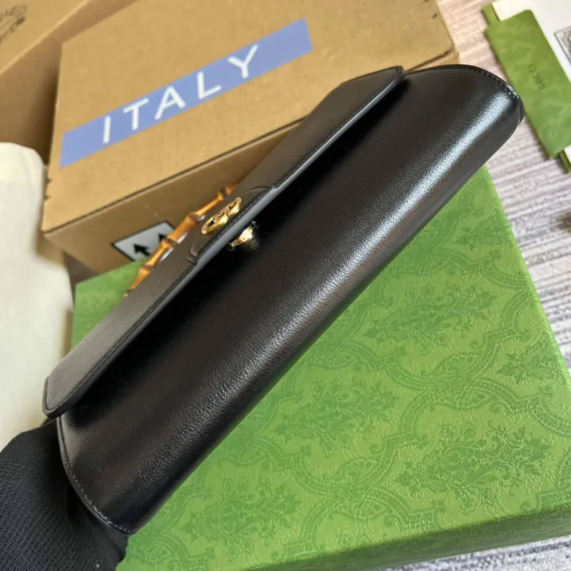 Gucci 675795 GG Large Top Handle Bag With Bamboo Black