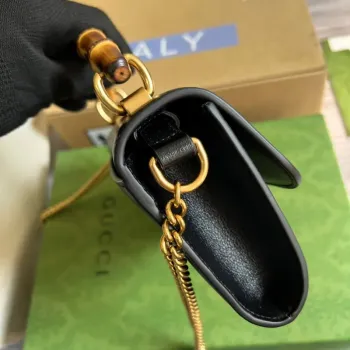 Gucci 675794 GG Small Top Handle Bag With Bamboo Black