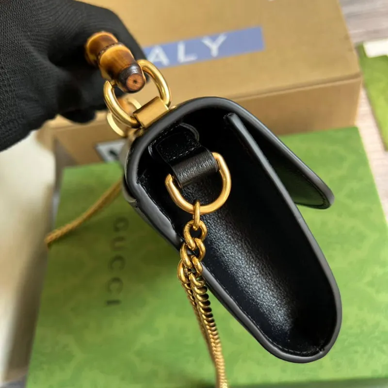 Gucci 675794 GG Small Top Handle Bag With Bamboo Black