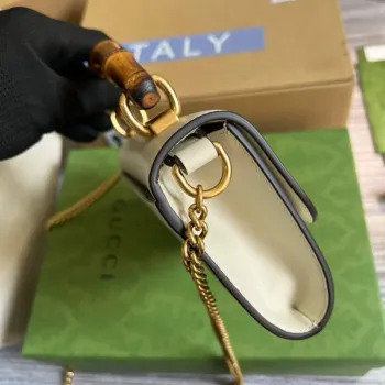 Gucci 675794 GG Small Top Handle Bag With Bamboo Beige