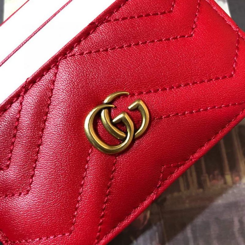 Gucci 443127 GG Marmont Card Case Red