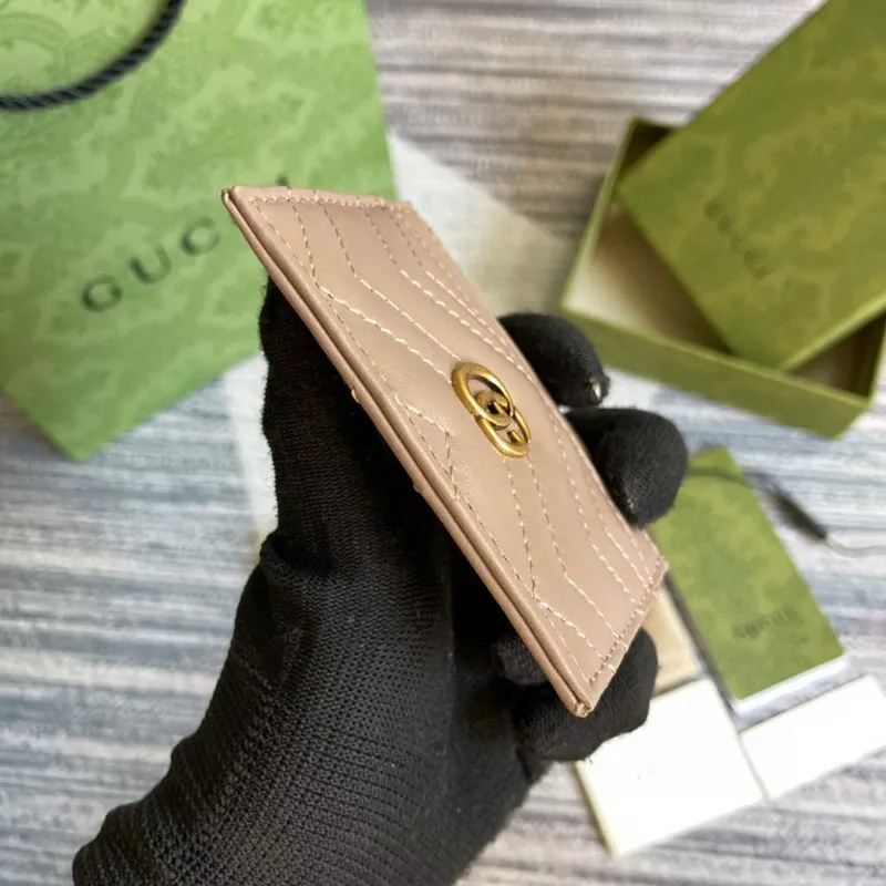 Gucci 443127 GG Marmont Card Case Apricot