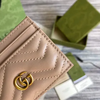 Gucci 443127 GG Marmont Card Case Apricot