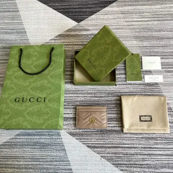 Gucci 443127 GG Marmont Card Case Apricot