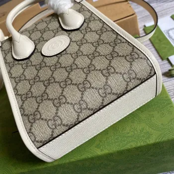 Gucci 671623 Mini Tote Bag With Lnterlocking G White