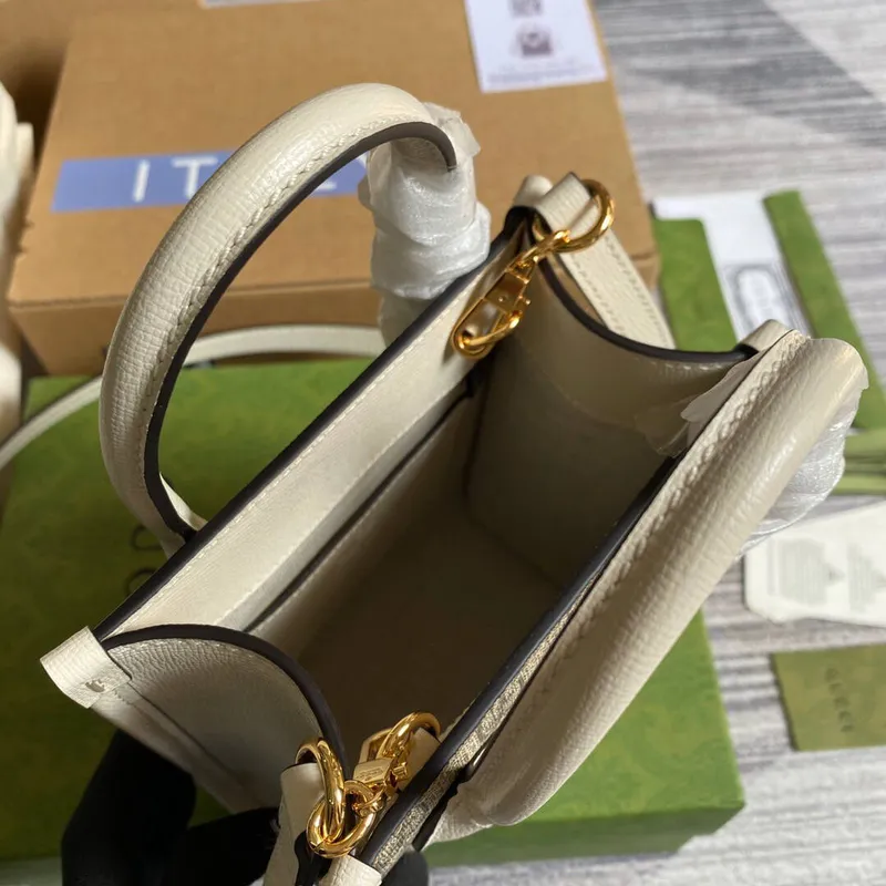 Gucci 671623 Mini Tote Bag With Lnterlocking G White