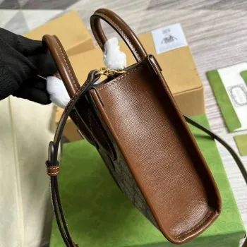 Gucci 671623 Mini Tote Bag With Lnterlocking G Brown