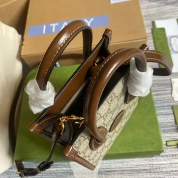 Gucci 671623 Mini Tote Bag With Lnterlocking G Brown