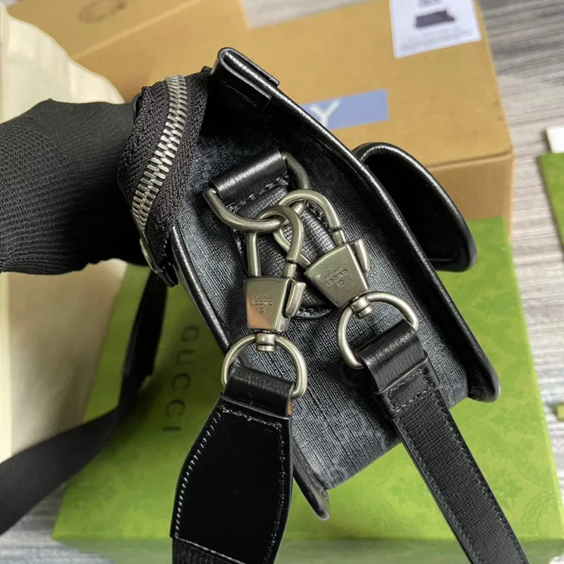 Gucci 674164 Messenger Bag With Lnterlocking G Black