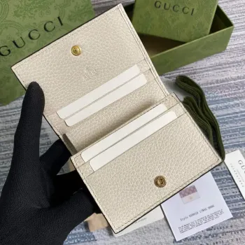 Gucci 658610 GG Marmont Card Case Wallet White