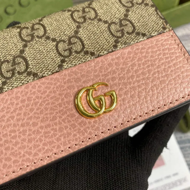 Gucci 658610 GG Marmont Card Case Wallet Pink