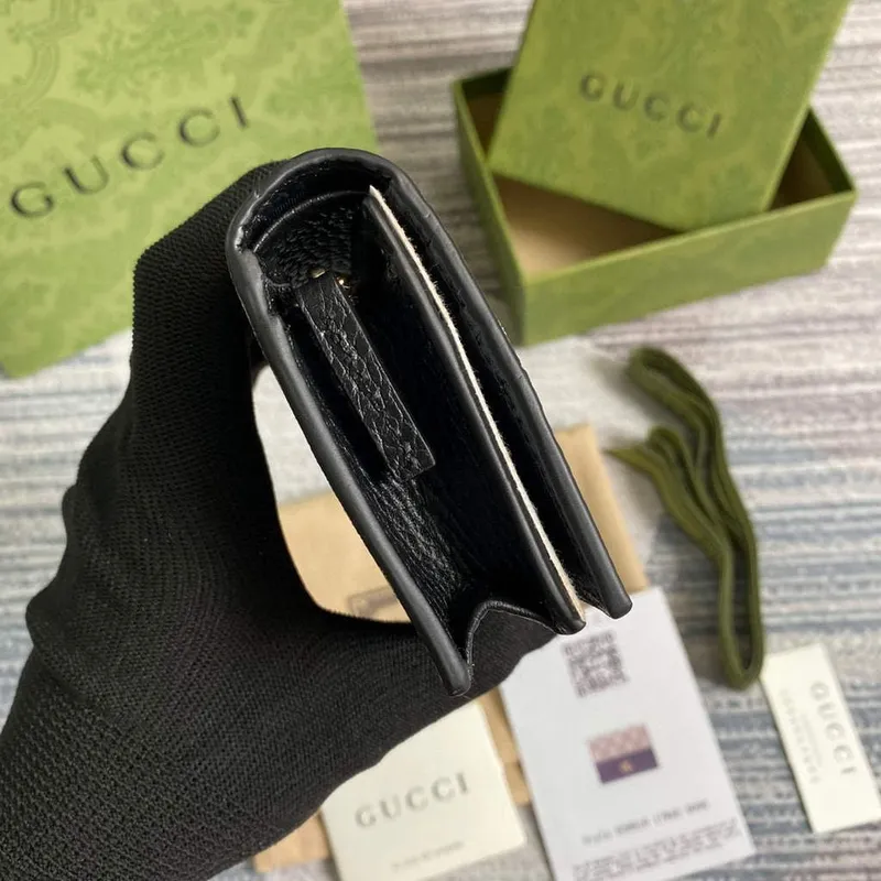 Gucci 658610 GG Marmont Card Case Wallet Black
