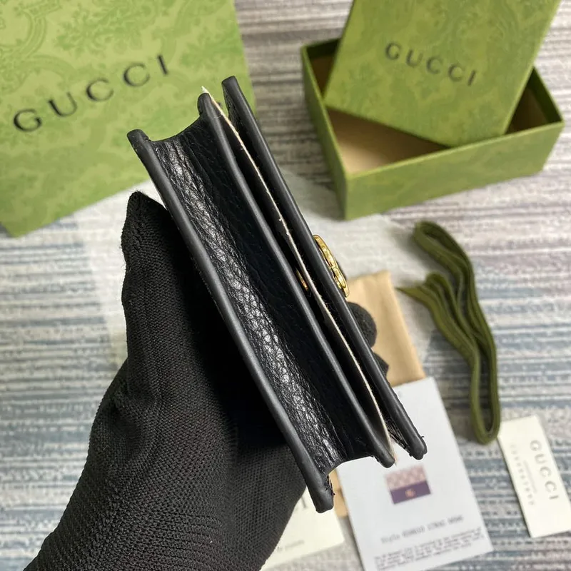 Gucci 658610 GG Marmont Card Case Wallet Black