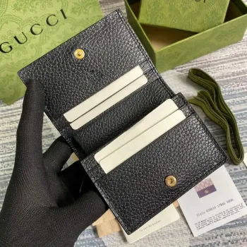 Gucci 658610 GG Marmont Card Case Wallet Black