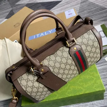 Gucci 645017 GG Small Duffel Bag With Web Brown