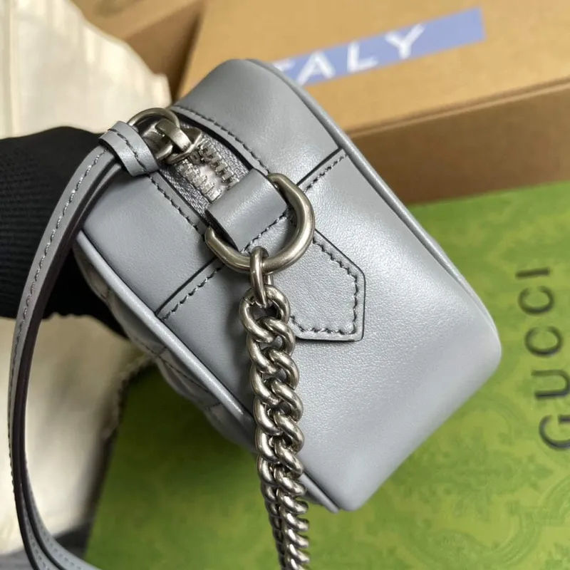 Gucci 634936 GG Marmont Mini Shoulder Bag Gray