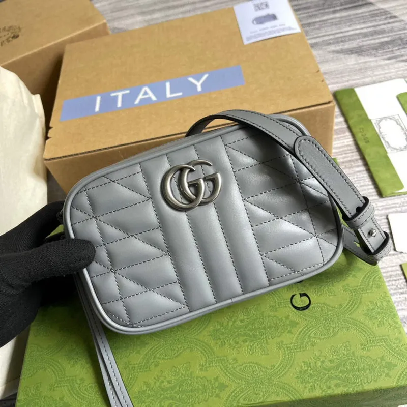 Gucci 634936 GG Marmont Mini Shoulder Bag Gray