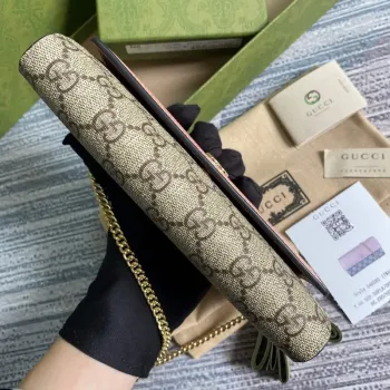 Gucci 546585 GG Marmont Chain Wallet Pink