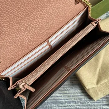 Gucci 546585 GG Marmont Chain Wallet Pink