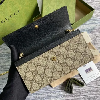 Gucci 546585 GG Marmont Chain Wallet Black