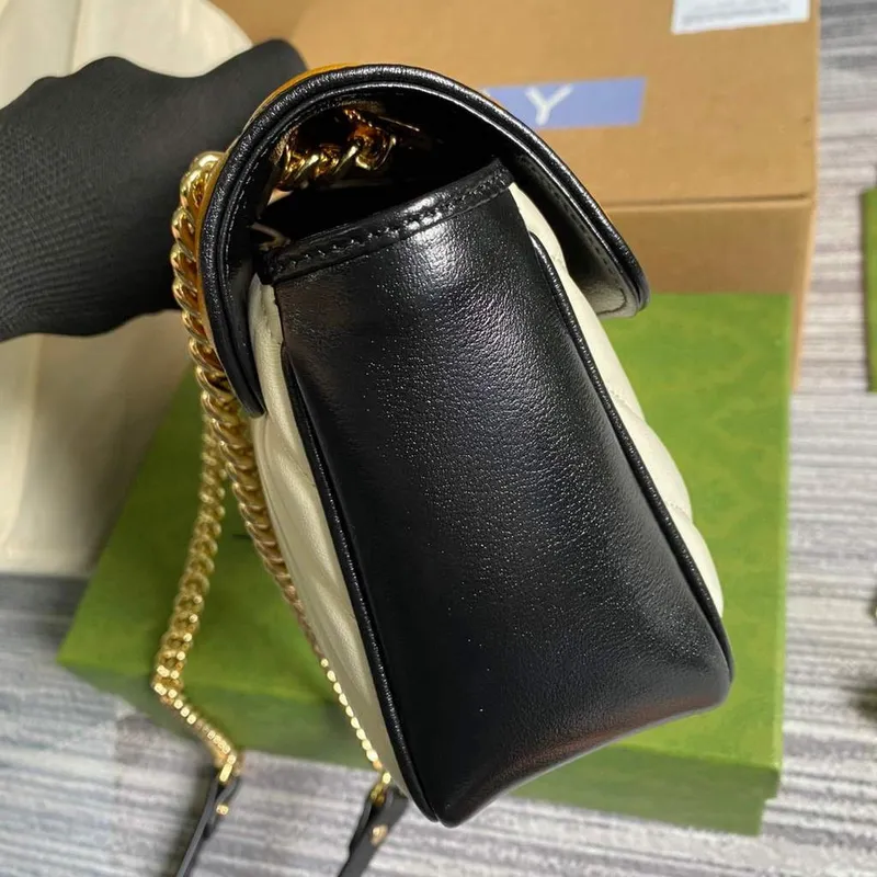 Gucci 443497 GG Marmont Small Shoulder Bag Yellow White