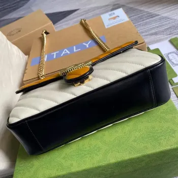 Gucci 443497 GG Marmont Small Shoulder Bag Yellow White