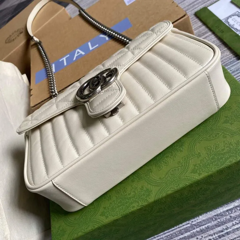 Gucci 443497 GG Marmont Small Shoulder Bag White