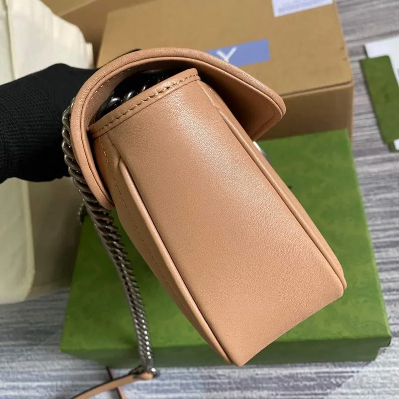 Gucci 443497 GG Marmont Small Shoulder Bag Rose beige