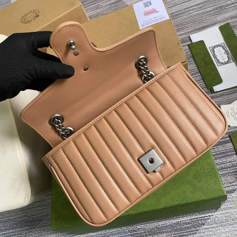 Gucci 443497 GG Marmont Small Shoulder Bag Rose beige