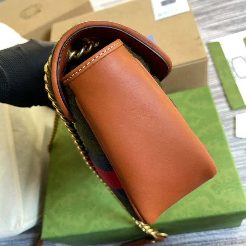 Gucci 443497 GG Marmont Small Shoulder Bag Green Brown
