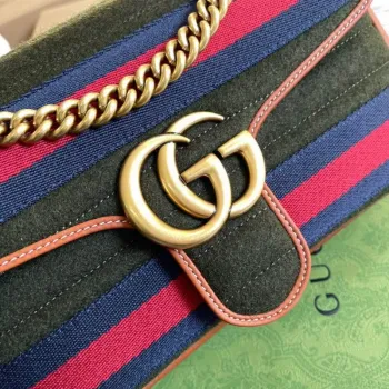 Gucci 443497 GG Marmont Small Shoulder Bag Green Brown
