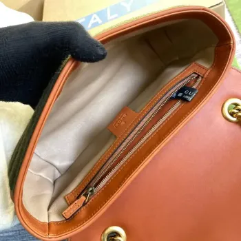 Gucci 443497 GG Marmont Small Shoulder Bag Green Brown