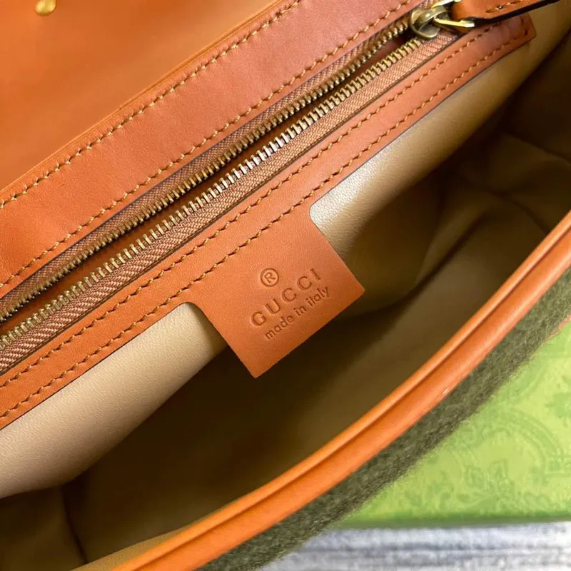 Gucci 443497 GG Marmont Small Shoulder Bag Green Brown