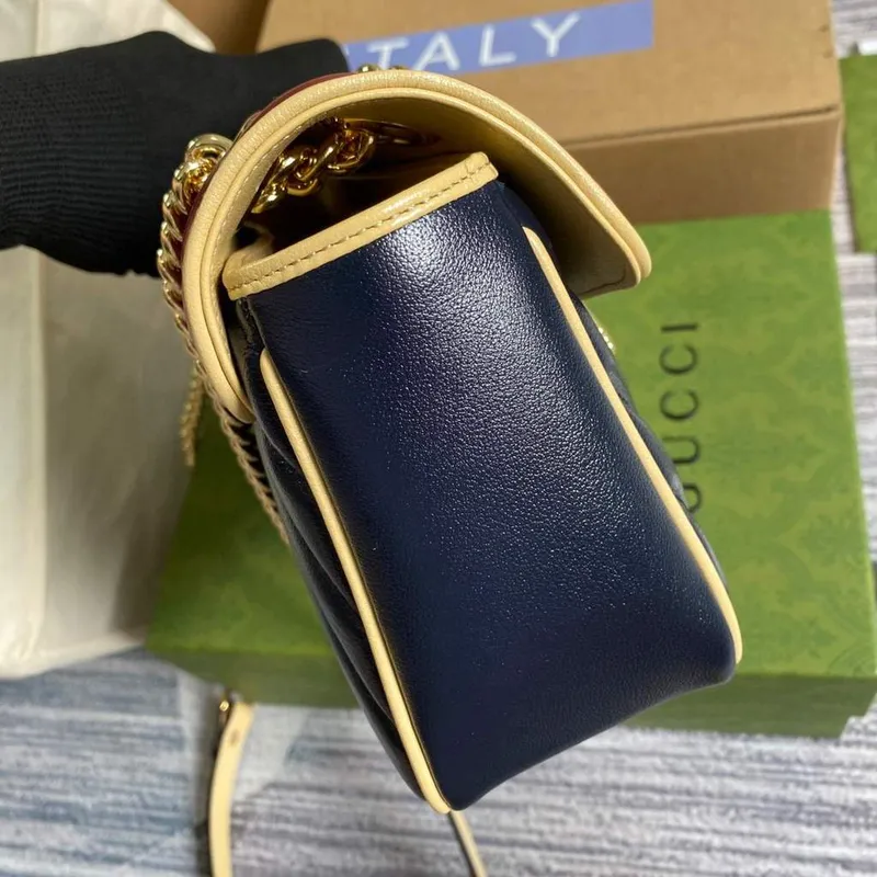 Gucci 443497 GG Marmont Small Shoulder Bag Blue and Red