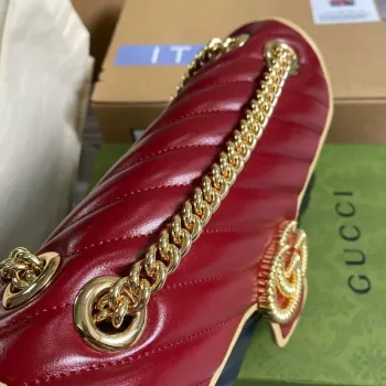 Gucci 443497 GG Marmont Small Shoulder Bag Blue and Red