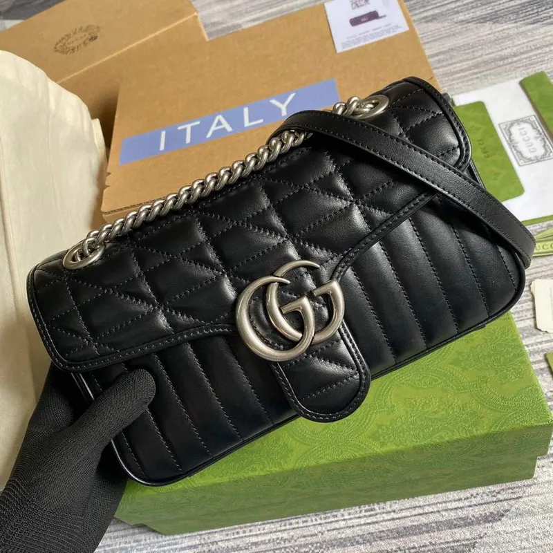 Gucci 443497 GG Marmont Small Shoulder Bag Black